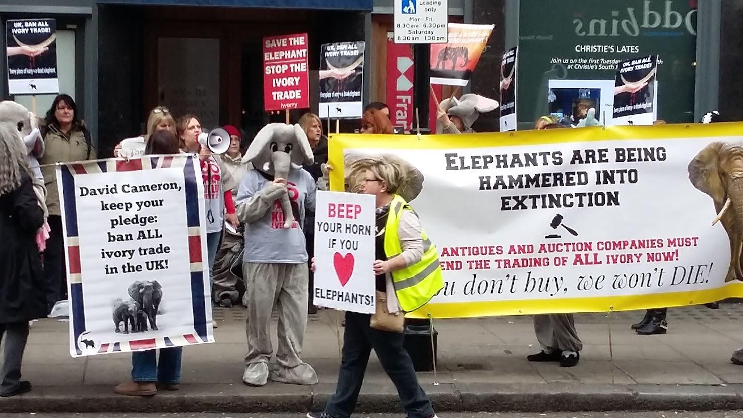 Protest in London against the ivory trade